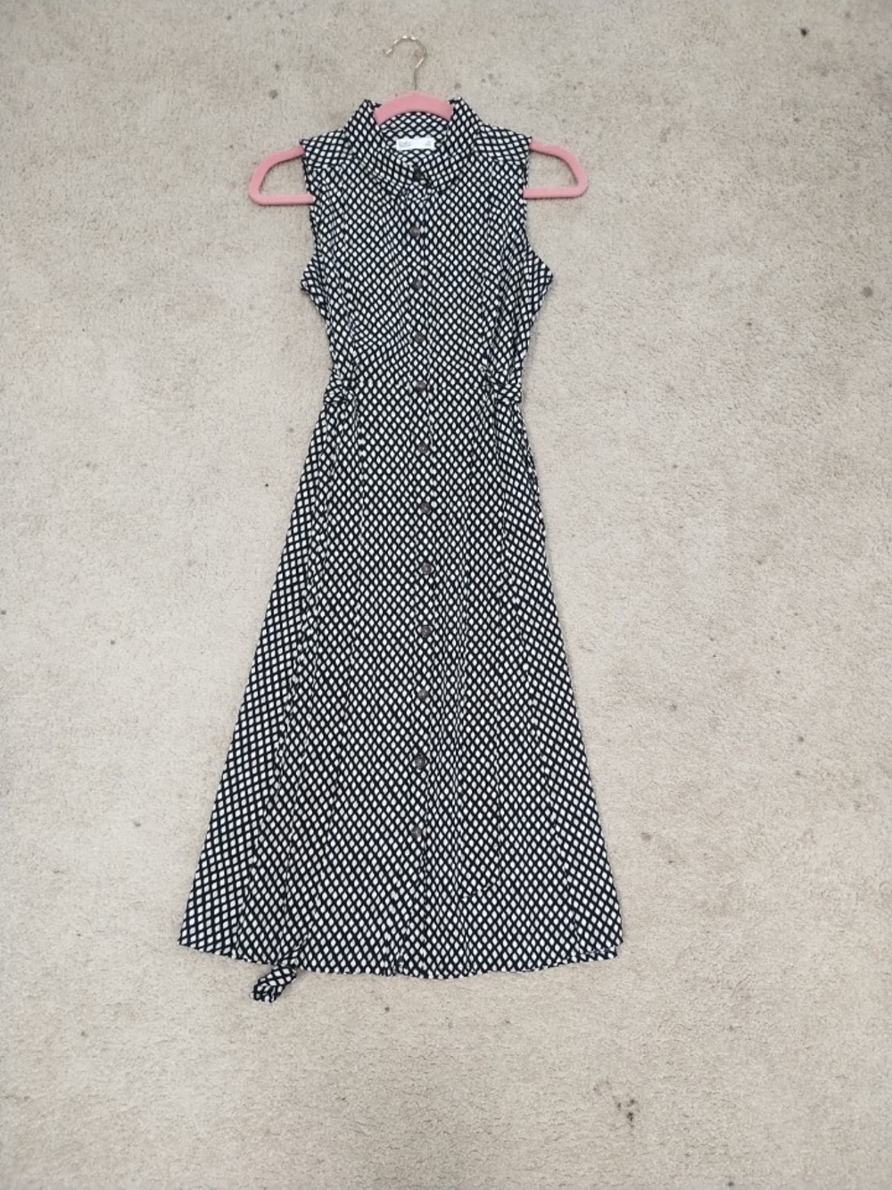 croft & barrow Black and White Sleeveless Button-Front Midi Dress